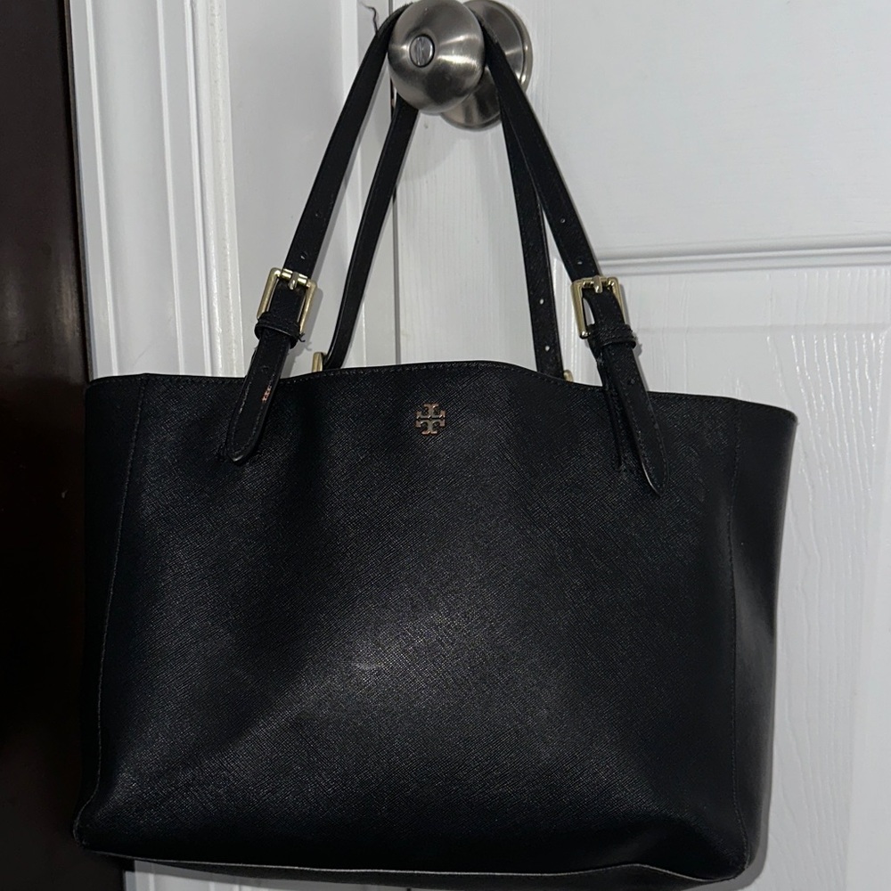 Tory Burch Black Tote with Gold Accents